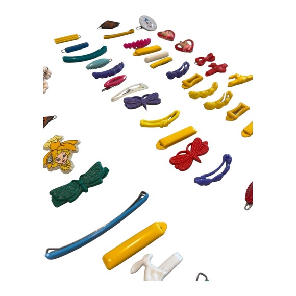 Vintage 70's 80's plastic/metal barrettes hair clips mismatched Lot of 56 - Picture 5 of 7